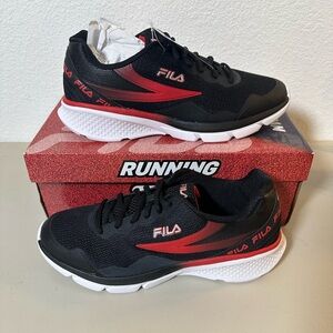 New 🆕 Fila Men's Black and Red Athletic Shoes